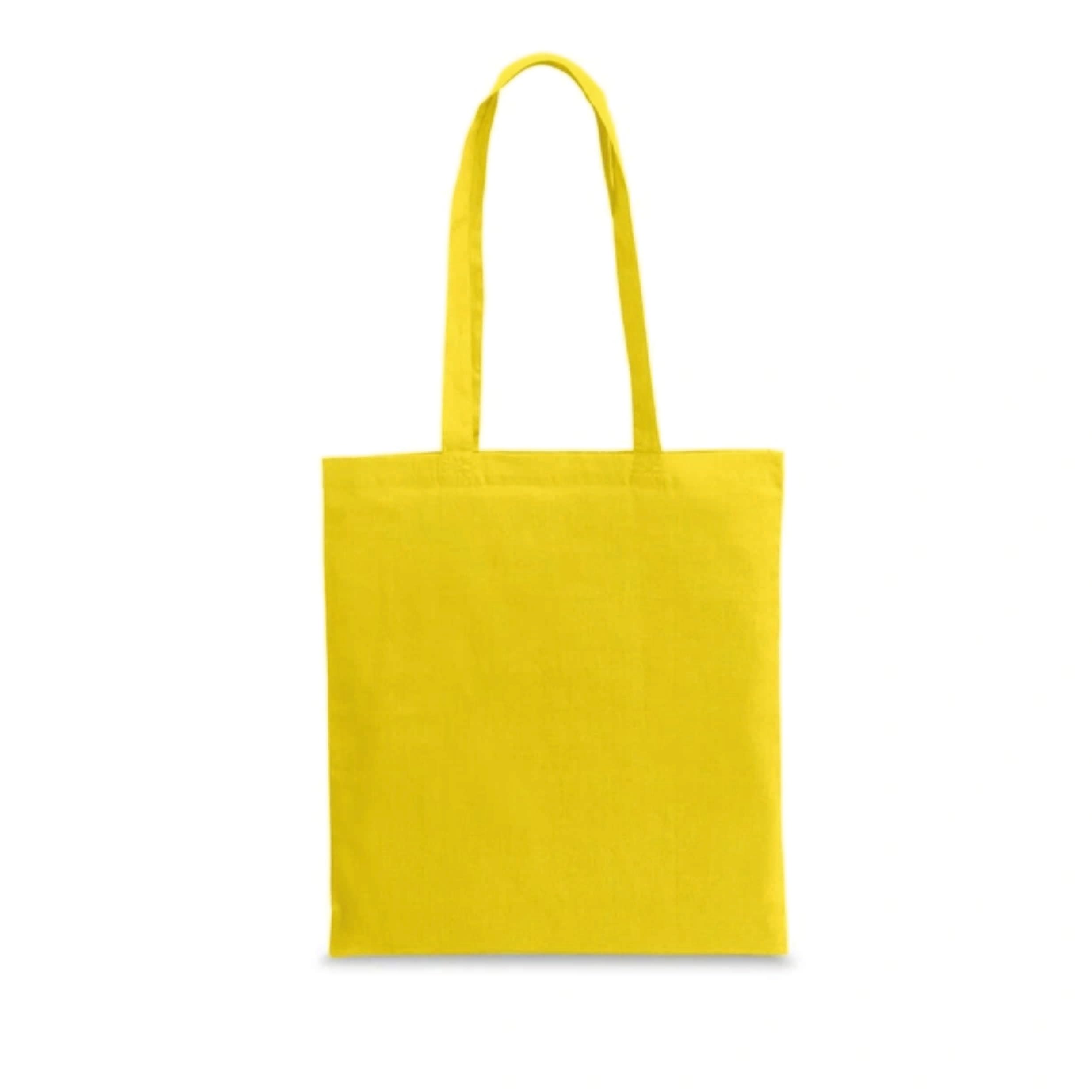 50 Borse Personalizzabile con Logo, Immagine o Scritta - Borsa Shopper Riutilizzabile Personalizzata con Stampa - Bag Grande 36x40 cm - Tessuto tnt per Shopping, Spesa e Mare (50, Giallo)