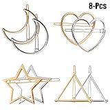 Fascigirl 8PCS Alloy Hair Clip Hair Barrette Pin Creative Geometric Shape Hollow Metal Hair Pin for Women