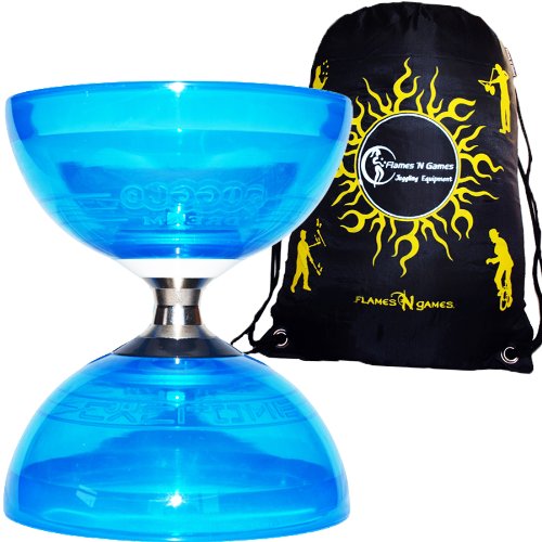 Cyclone OUARTZ Diabolo (Bleu) Triple Roulement + Sac de Transport. *Pas de Diablo Baguettes ou Ficelle Diabolo inclus. by Juggle Dream