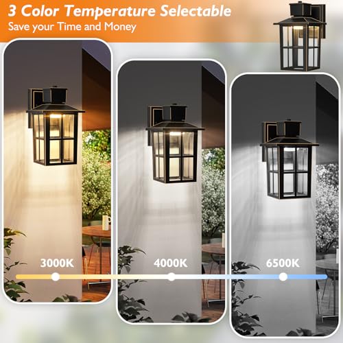 Image of Brightever Outdoor Wall Lantern, 10W LED Exterior Waterproof WallSconce Light Fixture, 3000K /4000K /6500K Selectable, 800LM High Brightness, Oil Rubbed Bronze Anti-Rust Wall Light for Yard, Entryway