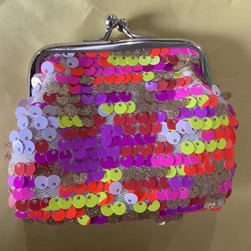2 Pcs Sequin Coin Purses, Reversible Sequin Little Wallet with Kiss-Lock Closure - Color Change Purse for Coins, Wallets for Girls 6-8, Mini Purse 9x7cm2
