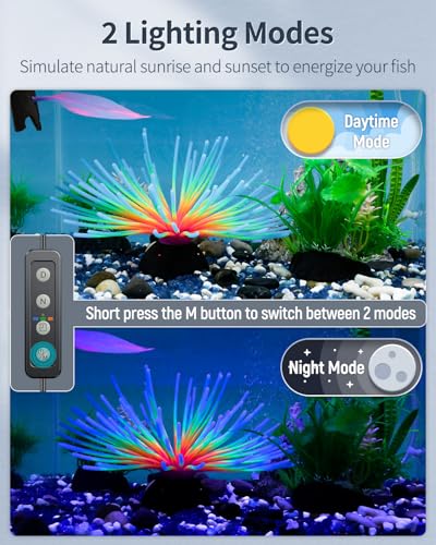 Image of Pawfly 6 W Extendable Aquarium LED Light for 6 to10 Inch Fish Tank with Full Spectrum Brilliant White Blue Red Lights with Daytime & Night Modes and Adjustable Brightness