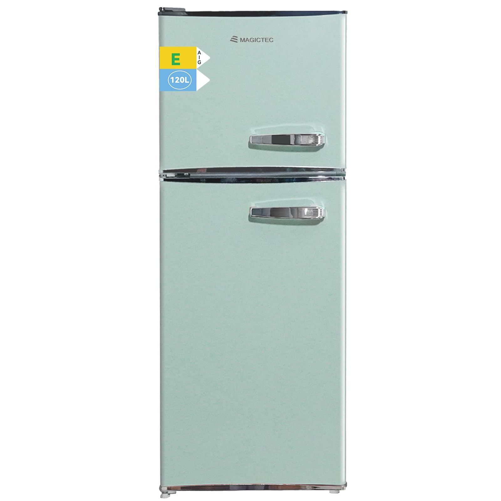 Magictec Retro Kühlschrank mit Gefrierfach 120L Low Frost Kühl Gefrier Kombination Vintage Design LED Beleuchtung Matcha-Grün