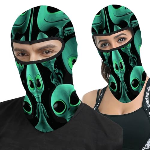 Mascarilla térmica estilo pasamontañas para hombre y mujer con estampado de aliens, ideal para clima frío, motociclismo y deportes de invierno miniatura 1