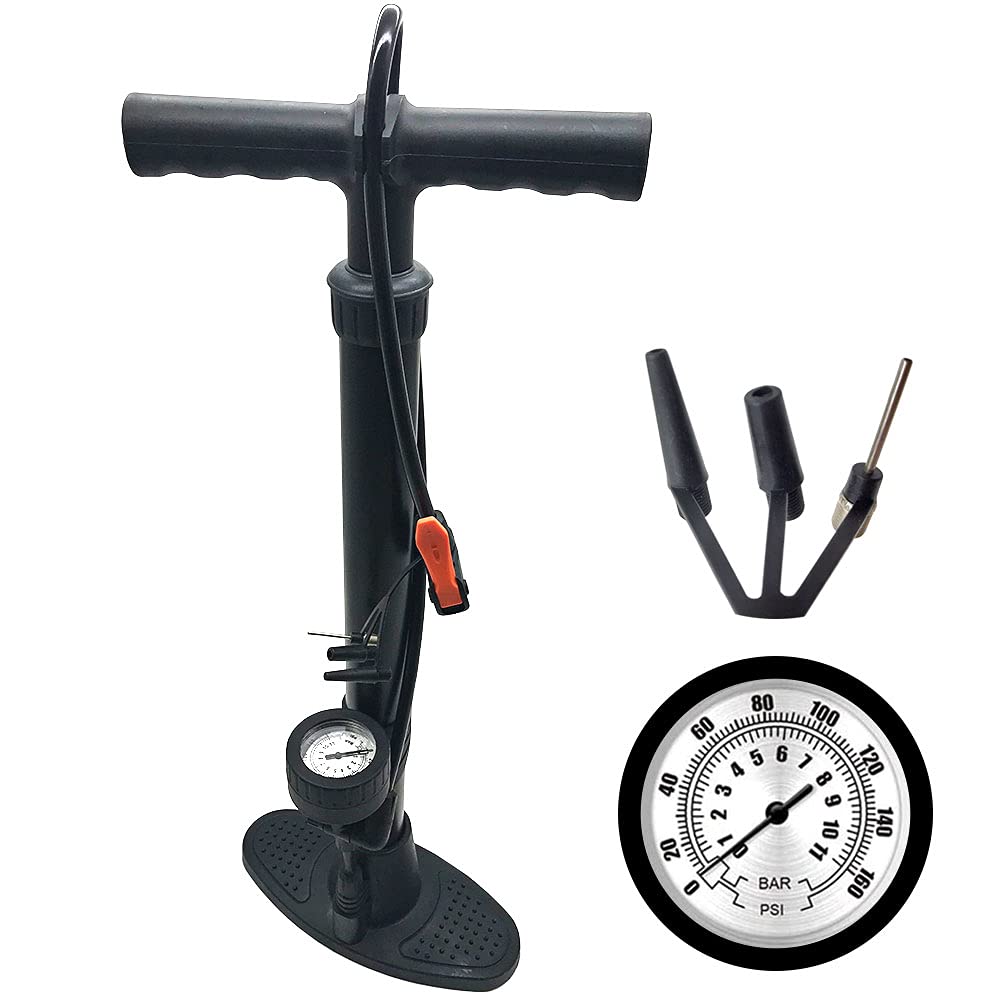 Letton Bike Floor Pump Track Pump with Pressure Gauge for All Bikes