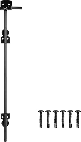 Miniatura 10 de Perno de caña de 12 pulgadas, barra de caída de alta resistencia, acero sólido negro, pestillo de tierra para puertas de madera, PVC, vinilo, metal