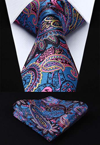 Image of HISDERN Mens Vest Tie Set 3PC Formal Waistcoat Paisley Floral Jacquard Necktie Pocket Square Suit Vests Wedding Party