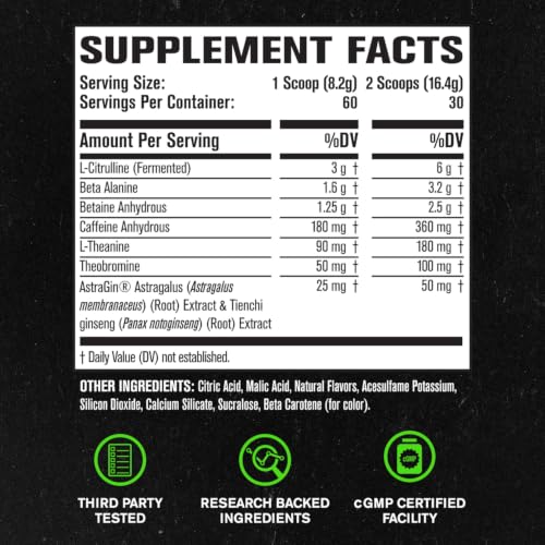 Image of Jacked Factory NITROSURGE Pre Workout Supplement - Energy Booster, Instant Strength Gains, Clear Focus, & Intense Pumps - NO Booster & Powerful Preworkout Energy Powder - 60 Servings, Pineapple