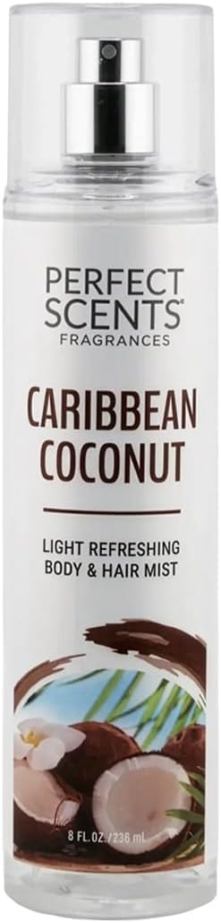Instyle Fragrances Light Refreshing Body & Hair Mist, Caribbean Coconut, Premium Women’s Body Spray, Infused with Panthenol, CLEAN, Vegan, Paraben-Free, Phthalate-Free, 8 Fluid Ounces