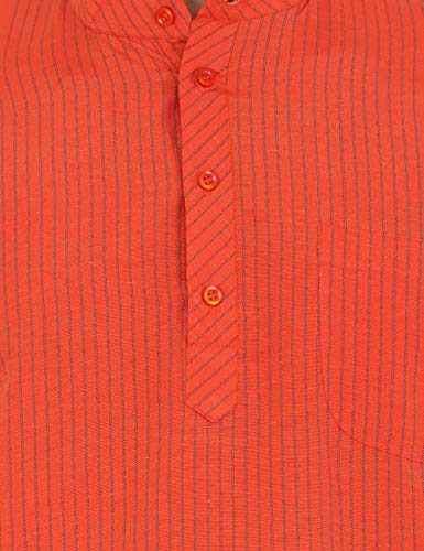 Image of LATEST CHIKAN Men's Cotton Regular Striped Short Kurta Half Sleeves - NP-SK-PNT
