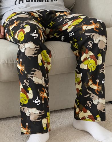 Vanilla Underground Shrek Mens Grey Short Sleeve Long Leg Pyjama Set| Donkey Character Print Sleepwear4