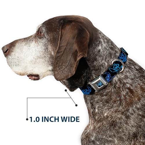 Disney Hundehalsband, Metall-Sicherheitsgurtschnalle, elektrische Stichposen, Schwarz, Neonblau, 40,6 bis 58,9 cm, 3,8 cm breit