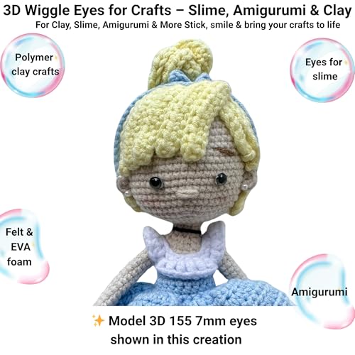 Image of 3D Resin Doll Eyes - 7mm Self-Adhesive Craft Eyes (24 pcs / 12 Pairs) - Realistic Cabochon Eyes for Amigurumi, Dolls, Polymer Clay, Cold Porcelain, Felt & DIY Crafts (Gray)