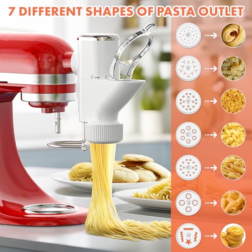 Image of Cofun Gourmet Pasta Press Attachment for KitchenAid Stand Mixer, Pasta Maker with 7 Interchangeable Plates to Make 7 Pasta Shapes, Easy to Use & Easy Clean Pasta Attachment for KitchenAid Stand Mixer