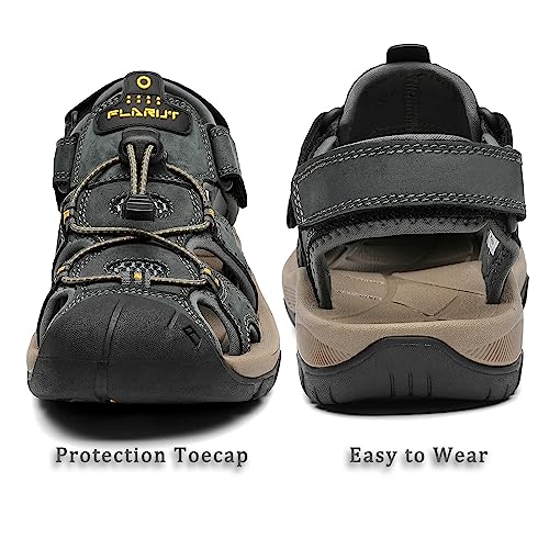 Miniatura 4 de Flarut Sandalias Deportivas Hombres Verano Exterior Senderismo Zapatos Trekking Casual Zapatos De Montaña Cuero Sandalias De Playa