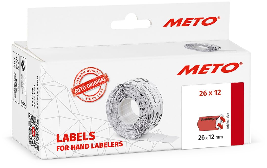 Original Meto Price Gun Labels Form Special Price (26 x 12 mm, 1-line, 6,000 Pieces, Fluorescent red, Permanent Adhesive)