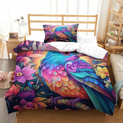Housse de couette ado imprimé 3D Sparrow en microfibre zippée
