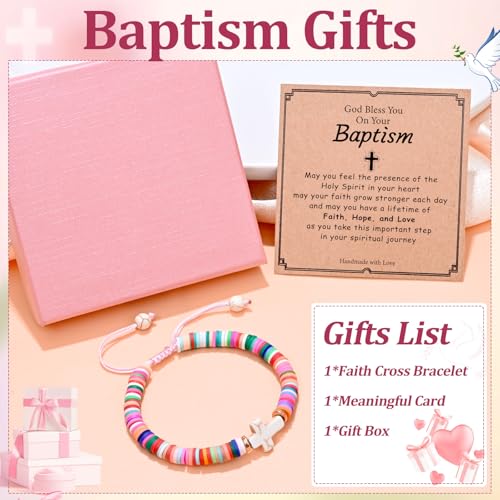 Image of First Communion Gifts, Cross Bracelet with Gift Card, Holy Communion Gifts, Baptism Gifts, Confirmation Gifts for Daughter, Niece, Granddaughter