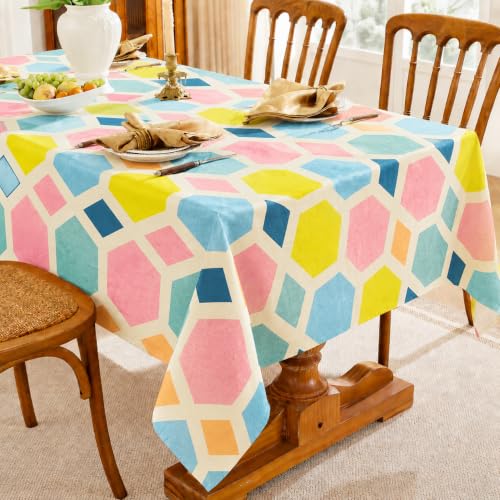 Image of Amazon Brand - Umi Super Soft Brushed Microfiber Cotton Dining Table Cloth, Printed Rectangular 6 Seater Table Cover 60X90(Inches)