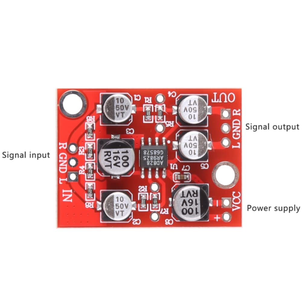 DC 5V-15V 6V 12V AD828 OP Amp Scheda Preamplificatore Audio Stereo Modulo Preamplificatore