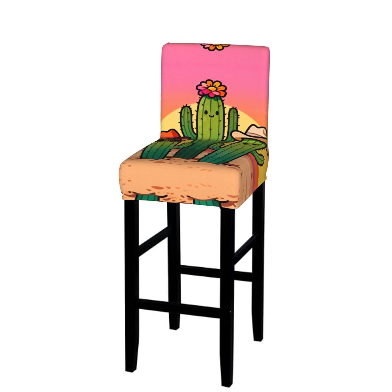 CNTDBU Cute cactus Bar Stool Cover-Stretchy Chair Slipcover for Kitchen