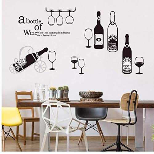 Bouteille De Vin Verre Wall Sticker Cuisine Chambre Décoration Armoire Armoire Decal Bar Fenêtre Murale Art Décoration Murale 60*90Cm Cover
