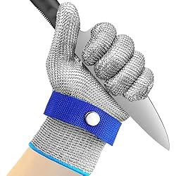 Guantes Anticorte Bricomart Guantes Anticorte Guantes de Trabajo Acero Inoxidable Guante de Trabajo de Seguridad Apto para Cortar Carne Y Abrir Ostras (S)