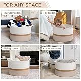 TIMEYARD XXXLarge Cotton Rope Basket Woven Baby laundry Blanket Basket for Home Decor Living Room Nursery, Toy Storage Baskets for Kids Boys Girls, 55x35cm, White & Jute Mix - Image 5
