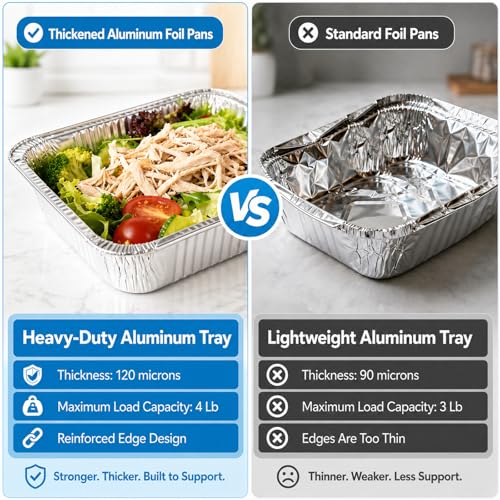 Image of 9x13 Thickened Aluminum Foil Pans, 10Pack Extra Deep Disposable Aluminum Pans with Lids for Roasting, Baking, Cooking, Food Prep, Chafing, Steam Table, Oven, Cake, and Party Catering.