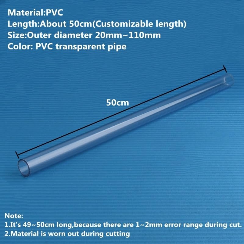 flexiable rubber 1PCS PVC Pipe Garden Irrigation Watering Fittings Planting Frame Pipe Aquarium Fish Tank Water Supply PVC Tube 50CM drain elastic (Color : Transparent Blue, Size : Outer Dia 75mm)