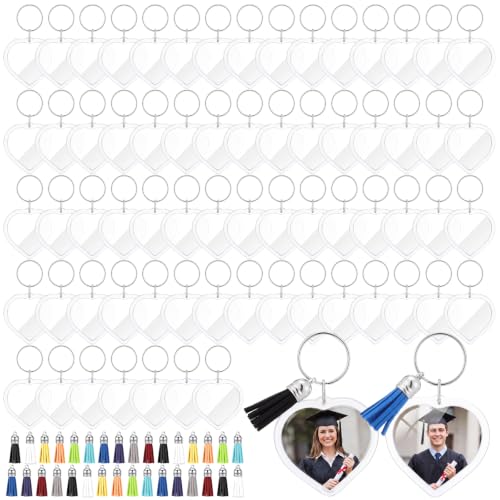 Image of Yaomiao Acrylic Photo Keychain with Tassel Clear Blank Custom Keychain Frame Holder Insert Picture Keyring Making Kit