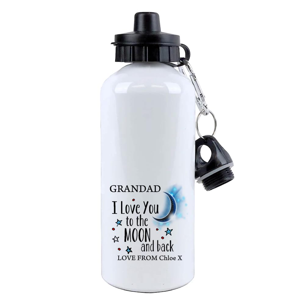 Personalised Grandad I love You To The Moon And Back, Father's Day Gift, Aluminium 500 ml Water Bottle sports bottle.