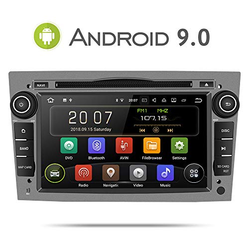 Aumume Android 9.0 Autoradio con Pantalla Táctil para Opel Astra Zafira Combo Corsa Antara Vivaro con Navi Soporta Mirrorlink DSP Autoplay Control del Volante WiFi Bluetooth Dab +