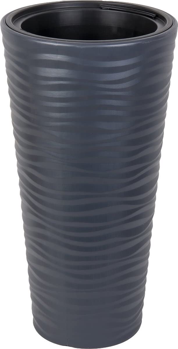 Pot de fleurs haut L anthracite, 80 cm, pour portes intérieures et extérieures avec insert