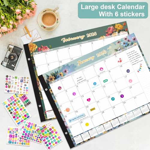 Calendrier de bureau 2026-2027 Gannyfer grand format de 18 mois pour sous-main