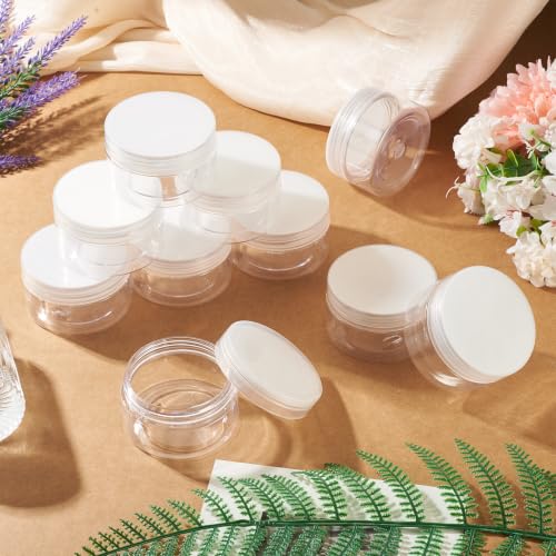 Image of FASHEWELRY 16Pcs Diamond Painting Jars 2.8x1.5 inch Plastic Bead Storage Tubes Flat Round Small Screw Cap Containers for Seed Beads 5D Embroidery Diamond Drill Nail Art And Glitter Crafts Sewing