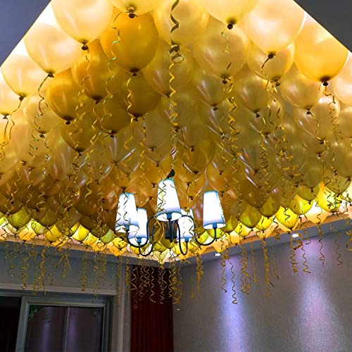 Image of AMFIN (Pack of 12) Gold Ribbon for Gift Wrapping /Gold Ribbon for Decoration /Ribbon Gold Color /Ribbon for Christmas Tree /Golden Ribbon for Balloon Decoration /Packing Ribbon for Gifts