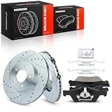 A-Premium 11.92 inch (302.8mm) Front Drilled and Slotted Disc Brake Rotors + Ceramic Pads Kit Compatible with Select Ford, Mazda and Mercury Models - Escape 2005-2010/2012, Mariner 2005-2010, Tribute