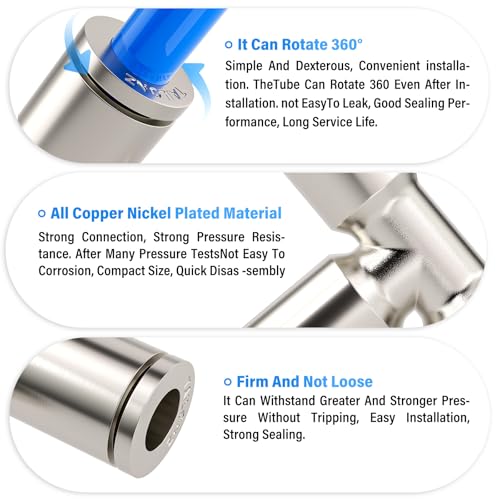 Accesorios de aire de 5/32 push to connect con tee recta antigoteo 5