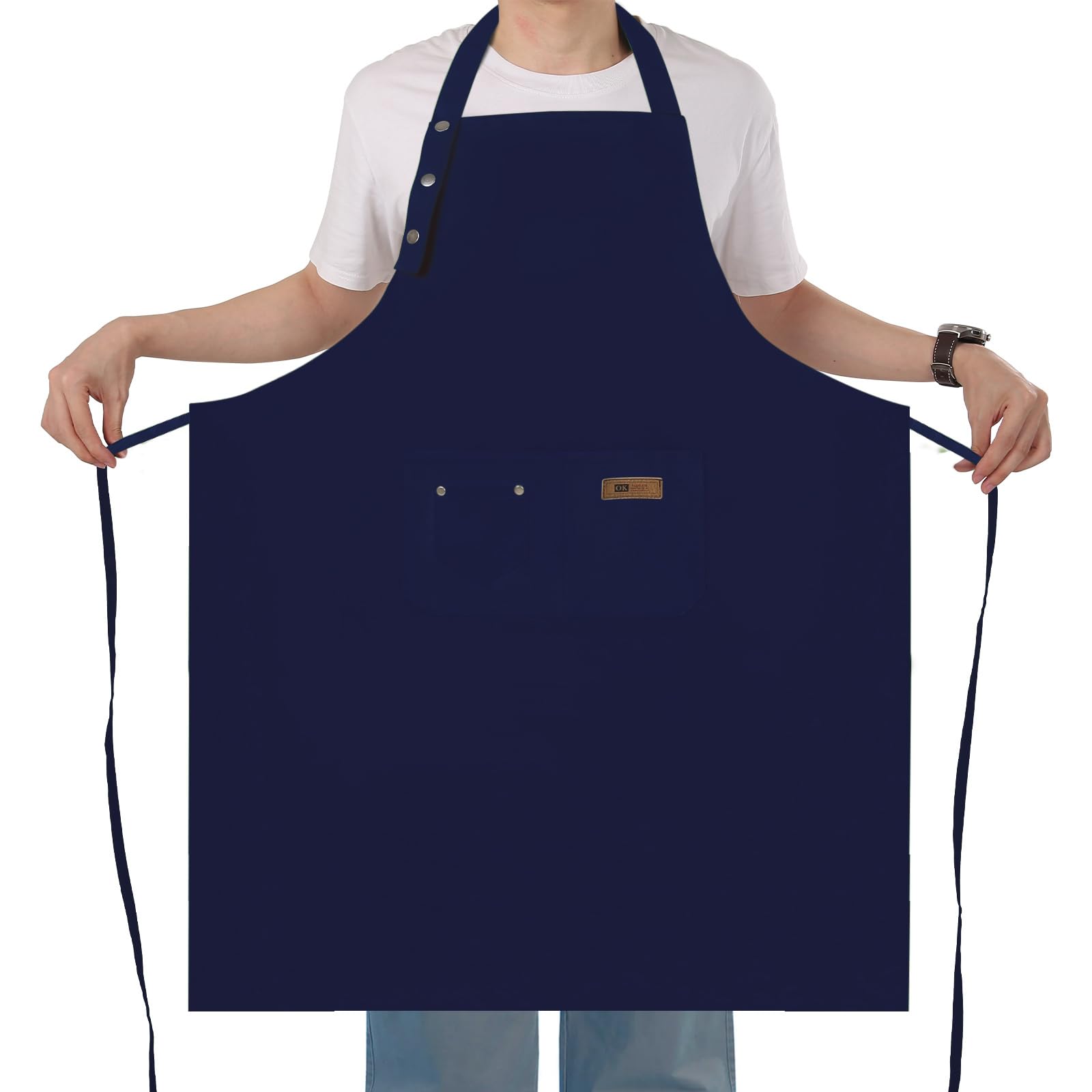 Yuubin Extra Large Aprons for Men Adjustable Button Apron with Pockets Chef Cooking Kitchen Aprons Women,Water&Oil Resistant