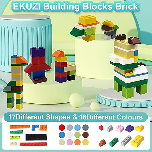 Image of Building Bricks Compatible with Lego Classic - 1000 Pieces Basic Bulk Building Blocks in Random Color - Mixed Shape