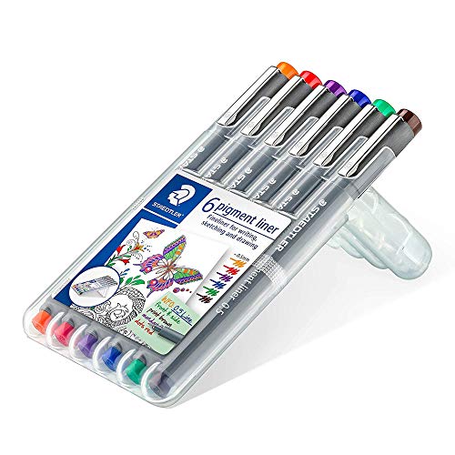 Staedtler 308 Pigment Liner Fineliner – 0.5mm - Wallet of 6 Assorted Colours