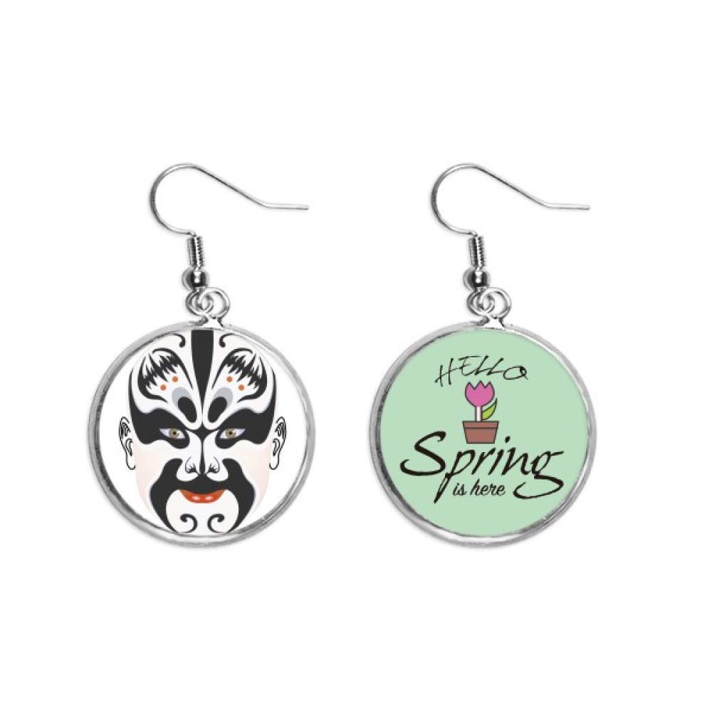 Peking Opera Head Colorful Zhangfei Decoration Dangle Season Spring Earring Jewelry