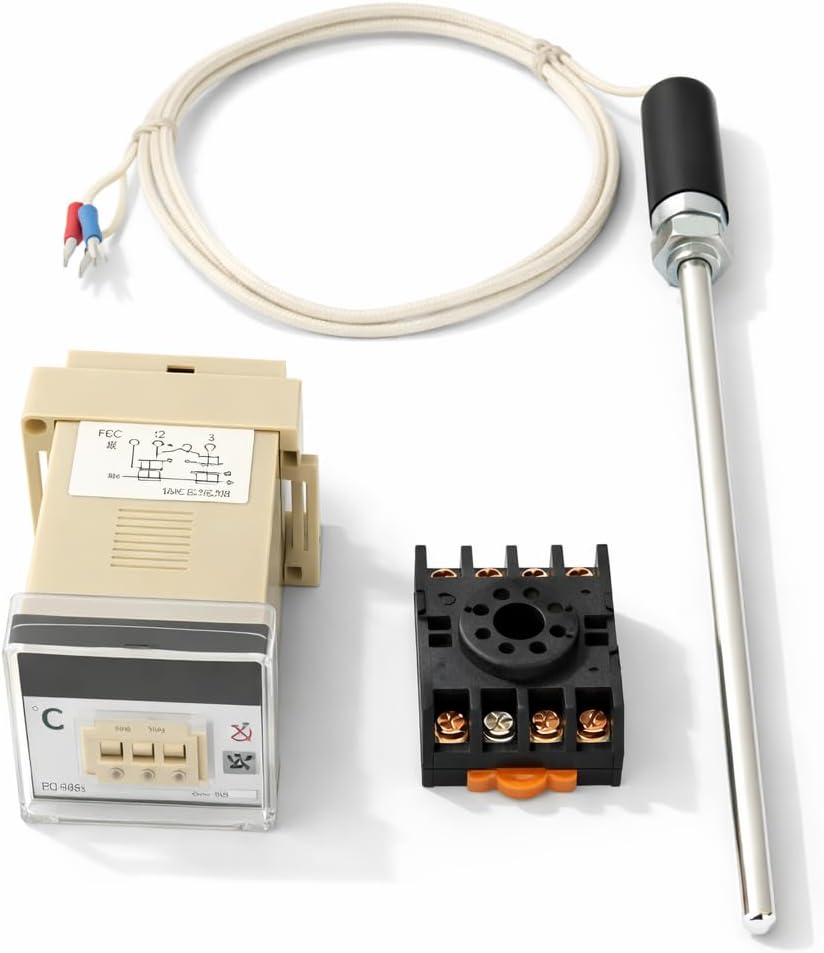 Digital Temperature Controller, Professional PID Thermostat with K Type Thermocouple Probe for Industrial Laboratories and Incubation Processes AC220V 5A Output