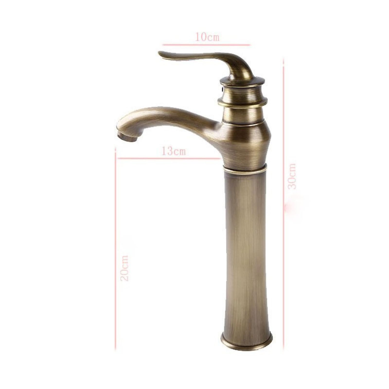 Vintage wastafelkraan badkamer, messing wastafelkraan badkamer, koud/warm water wastafelkraan, enkel gat enkele handgreep wastafelkraan, kort (maat: kort