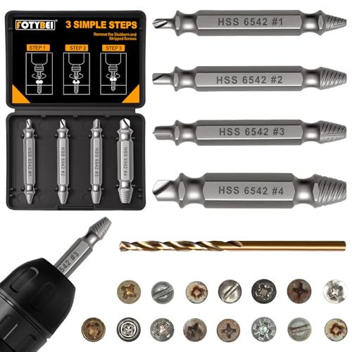 5PCS Damaged Screw Extractor Set, Upgraded Model HSS 6542, Hardness is 63-65HRC, Screw Grab Screw Removal Tool, General bit Set Double Ended for Damag