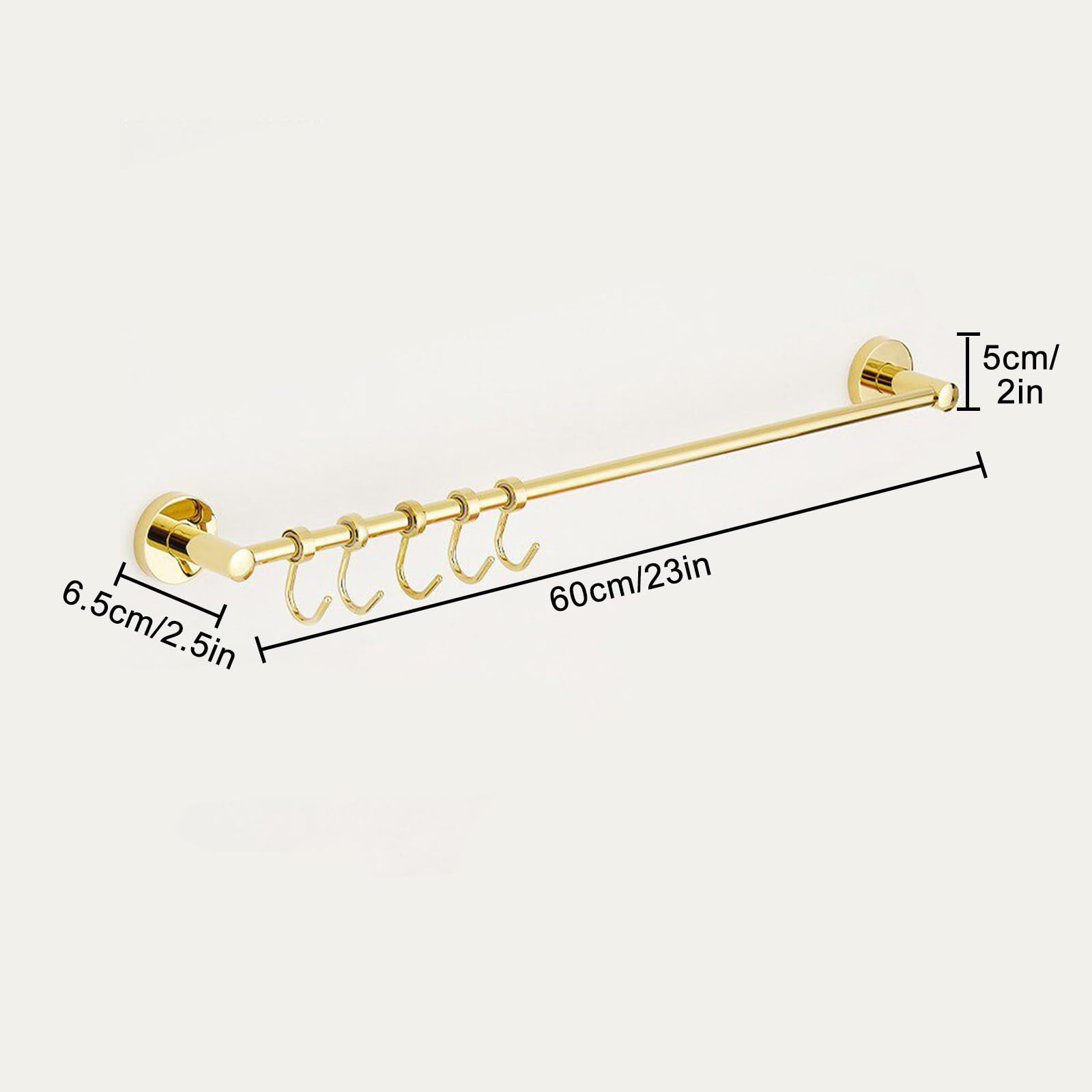 Ele Küchenschiene aus Messing, mit verstellbarem Hoo – Wandmontage, für Pfannenwender, Topfdeckel, Handtücher, 60 cm