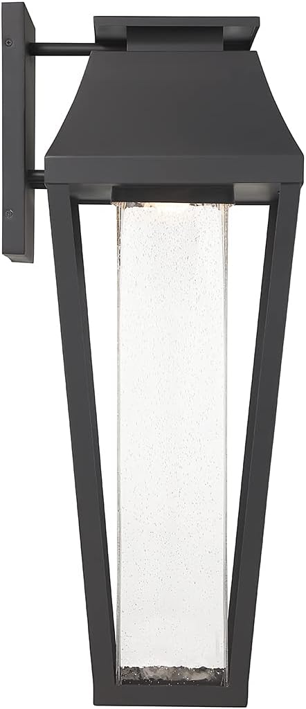 Savoy House 5-355-BK Brookline Traditional Clear Seeded Glass Dark Sky Friendly Outdoor Wall Lantern, Integrated LED 1-Light 14 Watt, 32" H x 12" W, Matte Black