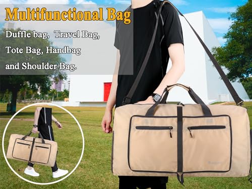 Image of Woogwin Travel Duffel Bag Large Foldable Waterproof Overnight Bag for Beach Swim Bags Pool Sports Gym