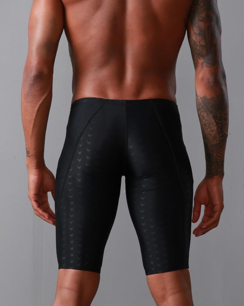 Proberos® Men's Swimming Trunks - Quick Dry, Stretchy Polyester with Compression Fit, Close-Fit Swim Shorts for Training, Beach & Pool (XL, Black) - Image 3 thumbnail